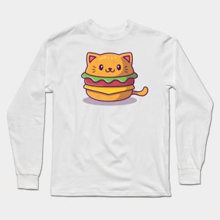 Cute Cat Burger Long Sleeve T-Shirt